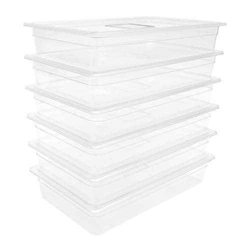 6 Pack Food Pans, 4 Inch Deep Clear Food Pan with Lids,Commercial Food Storage Containers for Restaurant, Hotel
