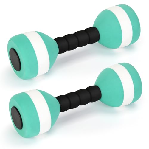 Carperipher Aquatic Dumbells,2Pcs Foam Water Weights Aerobic Exercise Fitness Equipment Dumbbells, Pool Resistance Swimming Training for Men/Women Weight Loss, Beginner Swimming Training - color: Green