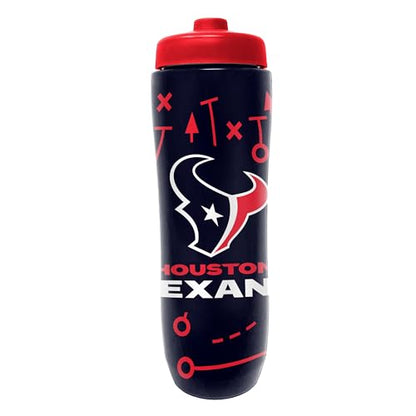 Party Animal NFL Football Squeeze Bottle, 32 oz, Houston Texans | Slim, lightweight BPA-free sports water bottle with quick-flow squeeze; fits backpacks & cup holders for kids or adults - color: Houston Texans