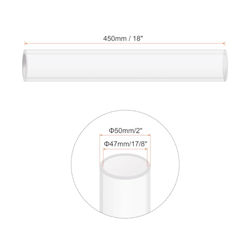 18" Clear Plastic Rigid Pipe 47mm ID x 50mm OD (1 7/8" ID x 2" OD) Acrylic Round Tubing, [for Plumbing, Hydraulics, Aquarium] - size: 1 7/8" x 2"