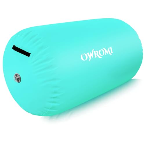 Inflatable Gymnastics Air Mat Tumble Track with Gymnastics Air Barrel - Inflatable Air Spot Tumbler Backbend Trainer Air Roller Tumbling Mat with Electric Pump - color: Green - No Pump, size: 31.5 * 39.4