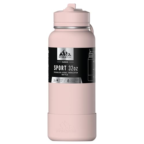 Hydrapeak 32oz Sport Insulated Water Bottle with Straw Lid, Leak & Spill Proof, Keeps Drinks Cold for 24 Hours, Hot for 12 Hours, Premium Stainless Steel Water Bottles (32oz, Blossom Pink) - color: Blossom Pink