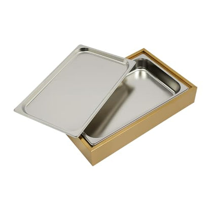 Countertop Ice Food Serving Display Tray with Transparent Roll Lid Buffet Cold Serving Cooler Platter Cooling Fruit Food Dishes Display Plate Table Decorations