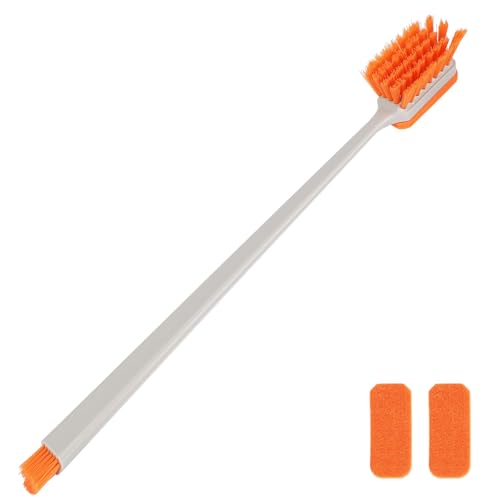 Small Fish Tank Cleaner Brush, Aquarium Algae Scraper Tool with 2 Cleaning Replacement Pads Compact Aquarium Cleaning Kit for Glass & Acrylic Tanks Accessories (Orange)