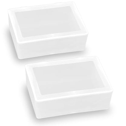 2 Pieces Rectangle Small Plastic Box Containers (5.2 x 3.86 x 1.69 inches) with Double Buckle for Collecting Small Items, Beads, Game Pieces, Business Cards, Crafts Accessories - size: 5.2 x 3.86 x 1.69 Inch