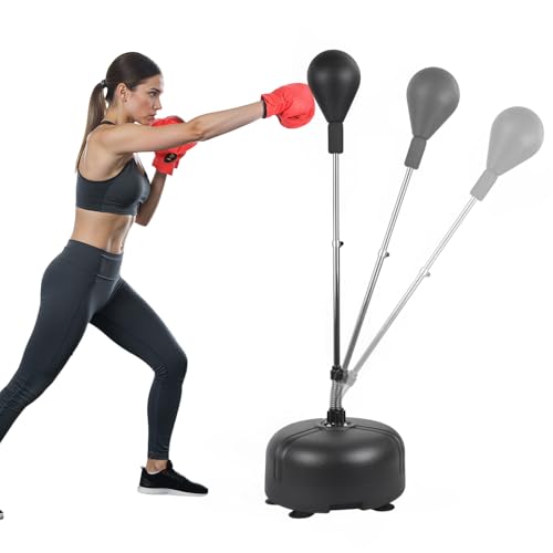 Punching Bag with Stand, Heavy Boxing Bag for Teens & Adults, Height Adjustable Speed Bag for Boxing Training with Boxing Gloves, Standing Boxing Equipment for Stress Relief & Fitness