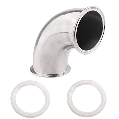 DERNORD Sanitary Ferrule Elbow 90 Degree Pipe Fitting with Silicone Gaskets SS304 Tri Clamp (4" Tube OD) - size: 4" Tube OD, style: Pack of 1