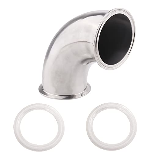 DERNORD Sanitary Ferrule Elbow 90 Degree Pipe Fitting with Silicone Gaskets SS304 Tri Clamp (4" Tube OD) - size: 4" Tube OD, style: Pack of 1