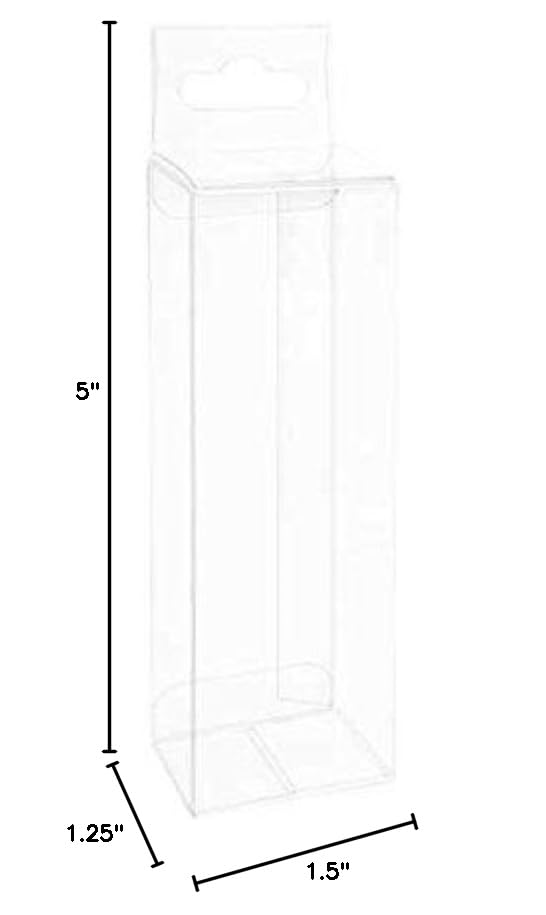 25 Clear Plastic PET Hang Box for Fishing Lures, Arts, Crafts, and Retail Size 1.5"X1.25"X5"