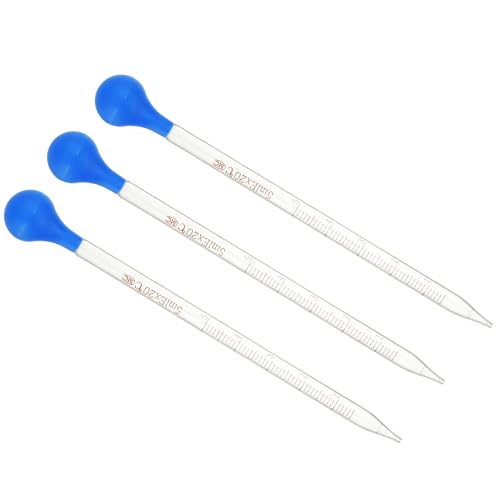 PATIKIL Graduated Dropper Pipettes Kit, 3pcs 5ml Borosilicate Glass Pipette with Rubber Cap for Transfer Liquid for Lab, Chemistry, Clear - size: 5ml