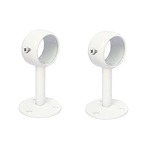 White Edition Stainless Steel Wardrobe Pipe, Closet Lever Support Rod Holder Socket Bracket (1-1/4 INCH 2 Pack)