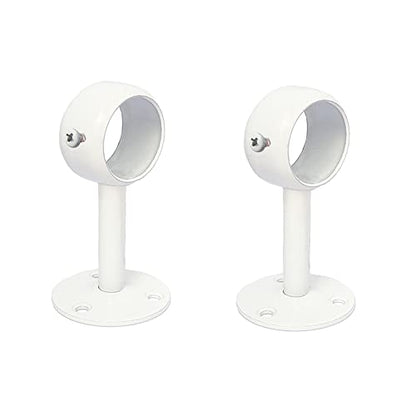 White Edition Stainless Steel Wardrobe Pipe, Closet Lever Support Rod Holder Socket Bracket (1-1/4 INCH 2 Pack)