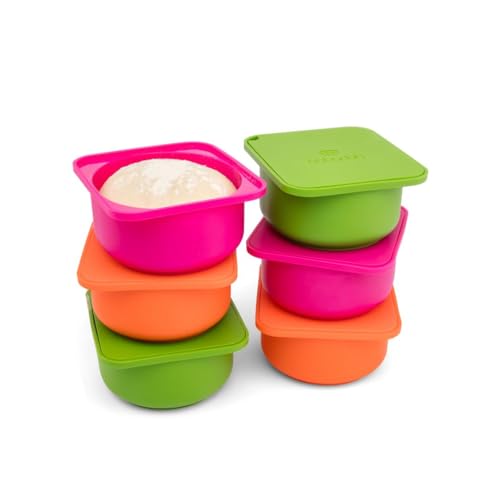 Pizza Making Accessories | Pizza Dough Proofing Containers with Lids | Set of 6 | Multi Bright (2 Berry, 2 Orange, 2 Lime) | Original Size (make 12" Pizzas) - color: Multi Bright, size: Pack of 6