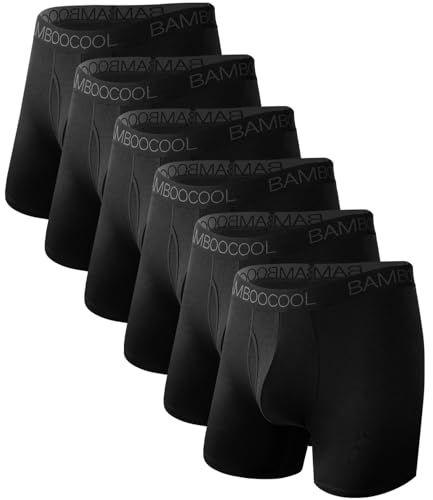 BAMBOO COOL Ultra Soft Mens Underwear Boxer Briefs Multi-pack - color: 6black（6 Pack）, size: X-Large