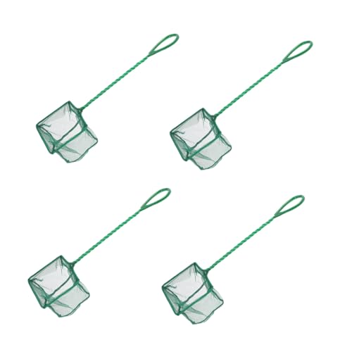 LIOOBO 4pcs 4 Inch Portable Fish Net for Aquarium Skimmer Net Fish Tank Mini Handle