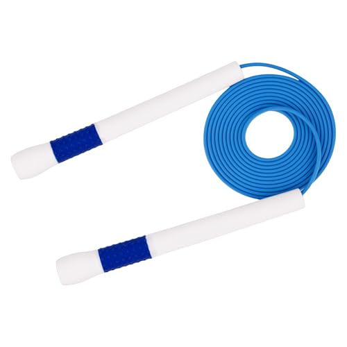 YUEDONG Ergonomic Jump Rope with Non-Slip Handle for Adults | Quick-adjust length, 7.7 in non-slip handle, PVC coated rope carry bag for HIIT speed double unders and endurance training - color: Blue, size: 3MM