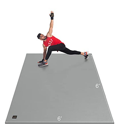 GXMMAT Large Exercise Mat 6'x4'/6'x5'/6'x6'(7mm) - color: Grey Cool, size: 6*6 FT
