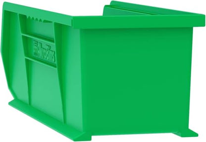 Akro-Mils 30234 AkroBins Plastic Storage Bins, Space-Saving Stackable Bins for Garage, Pantry, Craft Organization, 15" x 5" x 5", Green, 12-Pack - color: Green