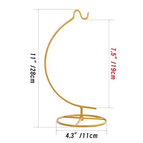 Ornament Display Stand,Assembled Display Stand with Hook,Iron Pothook Stand for Hanging Glass Globe, Air Plant Terrarium, Home Wedding Decoration ( Gold )