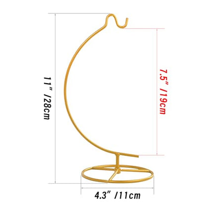 Ornament Display Stand,Assembled Display Stand with Hook,Iron Pothook Stand for Hanging Glass Globe, Air Plant Terrarium, Home Wedding Decoration ( Gold )
