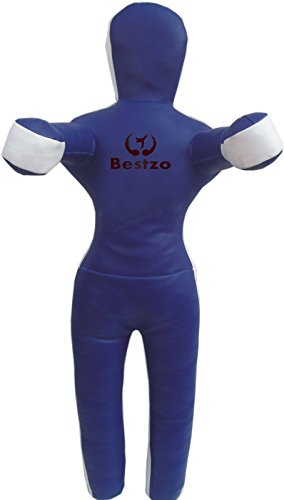 Bestzo MMA Jiu Jitsu Judo Punching Bag Brazilian Dummy Blue Standing Position -Unfilled - color: Synthetic Leather Blue, size: 59 inches (5 ft)
