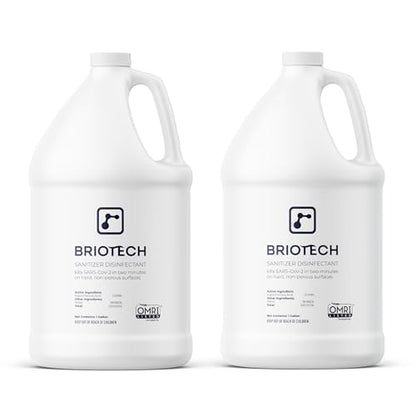 BRIOTECH Sanitizer Disinfectant Hypochlorous, Kill 99.99% of Viruses & Bacteria, Control Mold, Eliminate Odor, Gentle for Nursery & Play Rooms, Food Contact Surface Sanitizer, 1 Gallon Refill (2 Pack) - size: 128 Fl Oz (Pack of 2)
