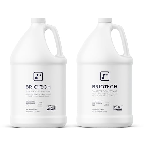 BRIOTECH Sanitizer Disinfectant Hypochlorous, Kill 99.99% of Viruses & Bacteria, Control Mold, Eliminate Odor, Gentle for Nursery & Play Rooms, Food Contact Surface Sanitizer, 1 Gallon Refill (2 Pack) - size: 128 Fl Oz (Pack of 2)