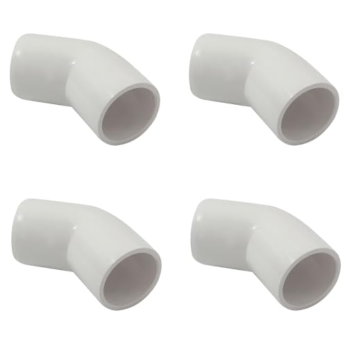 Piutouyar 4 Pcs 3/4" 45 Degree Elbow PVC Pipe Fitting, 2 Way Furniture Grade Pipe Connector PVC Elbow Fitting Pipe Corner Connector for DIY Shelf Garden Support Structure - size: 45 degree 3/4 inch