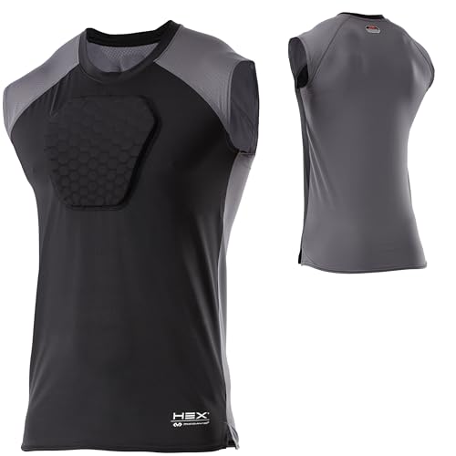 McDavid HEX Chest Protector Shirt Heart Guard Sternum Compression Padded Shirt for Football, Lacrosse, Softball Rugby - Adult - color: Black, size: Medium