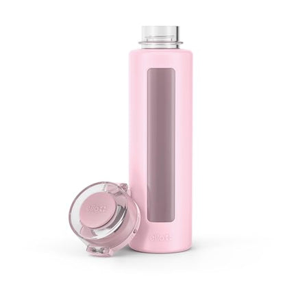 Ello Syndicate 20oz Glass Water Bottle with Flip Lid and Sleeve, Cashmere - color: Cashmere Pink, size: 20 Ounces