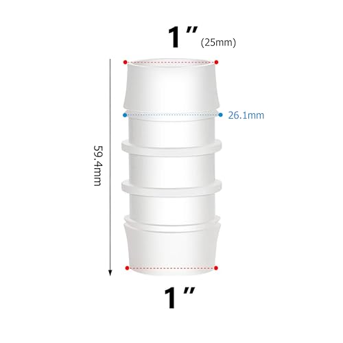 Plastic Hose Barb Fitting, 1" x 1" Barbed Splicer Mender Joint Adapter Union Fitting (Pack of 5) - size: 1 Inch