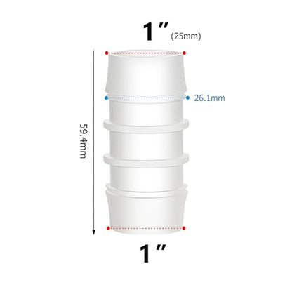 Plastic Hose Barb Fitting, 1" x 1" Barbed Splicer Mender Joint Adapter Union Fitting (Pack of 5) - size: 1 Inch