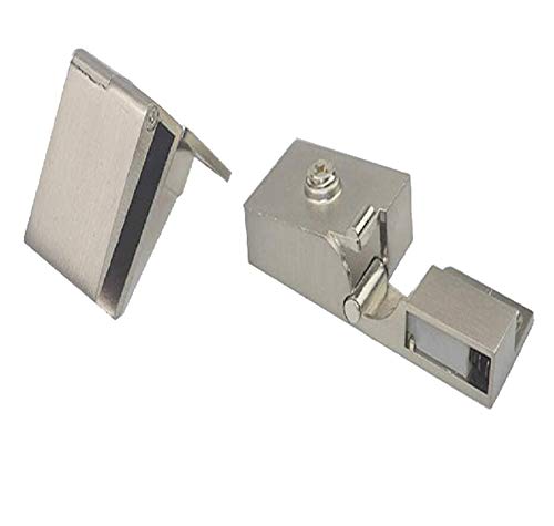 1 Pair/Glass Door Hinge Wine Cabinet Wine Cabinet Display Cabinet Embedded Side Mounted Glass Door Hinge Brushed Nickel
