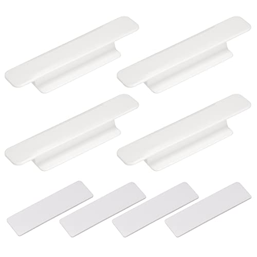uxcell 4Pcs Self-Stick Handles, White Plastic Self-Adhesive Instant Drawer Handles Pulls for Bathroom, Closet, Wardrobe, Dresser, Window (110mm/4.33" Length)