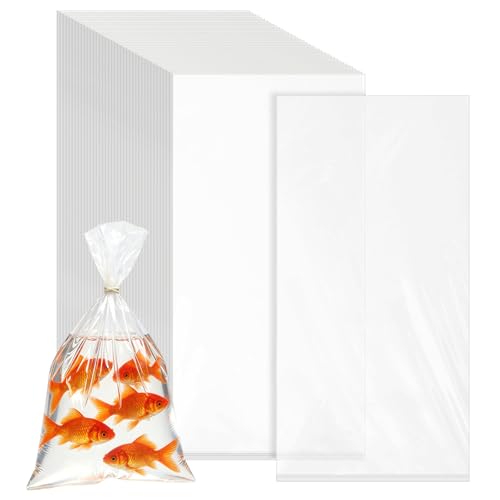 6"x12" 2 Mil Clear Plastic Fish Shipping Bags, 50 Pack, Double Bottom Seal Leak-Proof Heavy Duty Poly Bags for Live Fish Transport, Aquarium, Industrial & Healthcare Use
