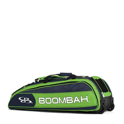 Boombah Beast Rolling Bat Bag - Multiple Color Options - Holds 8 Bats, Glove and Shoe Compartments - color: Navy/Lime Green