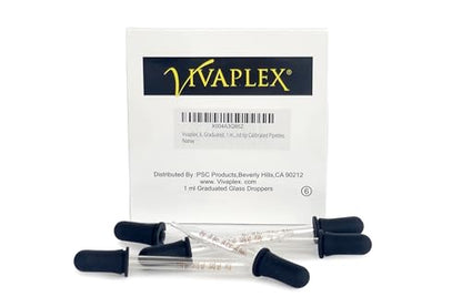 Vivaplex, 6, Graduated, 1 ml Glass Eye Droppers. Assorted Pack of Long and Short, Straight tip, Bent tip, and Round tip Calibrated Pipettes.