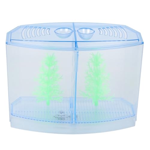 Mini Fish Breeding Box Acrylic Isolation Tank with Dirt Groove for Aquarium Fish Observation and Protection (Double)