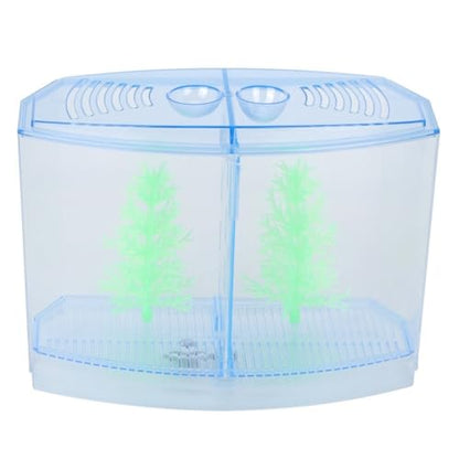 Mini Fish Breeding Box Acrylic Isolation Tank with Dirt Groove for Aquarium Fish Observation and Protection (Double)