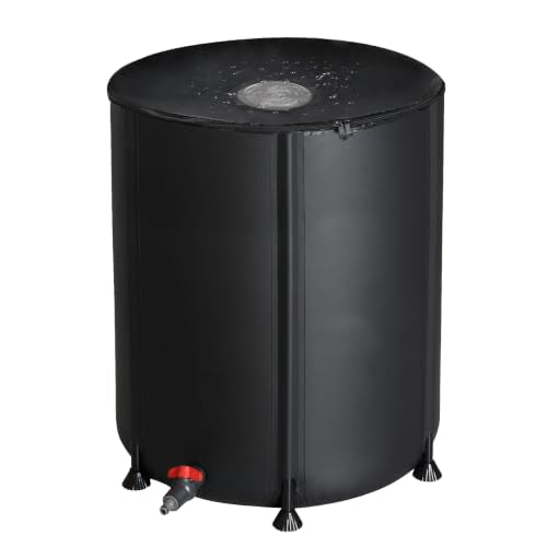 VINGLI Upgraded 50 Gallon Collapsible Rain Barrel, Portable Water Storage Rain Water Collection System, Weather Proof Sturdy Water Tank Water Catcher Container with Filter Spigot Overflow Kit - color: Black, size: 50 Gallon