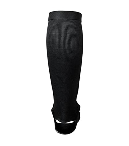 Slip On Elastic Muay Thai Shin Guards – Kickboxing, MMA Sparring and Training Protective Instep Shin Pads - size: Youth Large