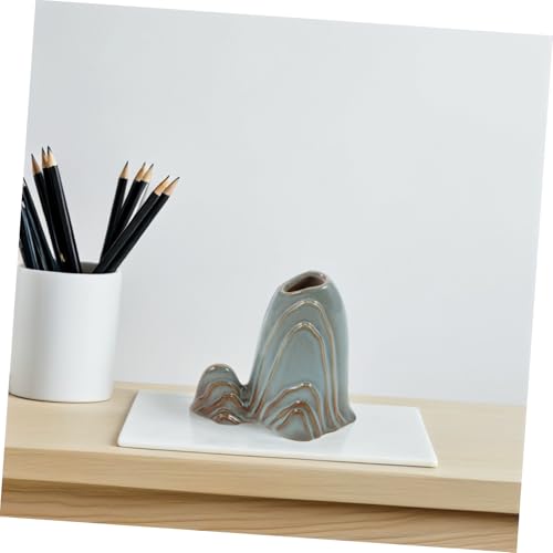 Ceramic Miniature Mountain Figurine Bonsai Decor for Fish Tank Calligraphy Brush Holder Sturdy Landscape Ornament for Zen Garden and