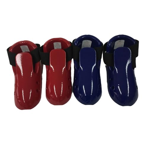 Taekwondo Foot Protector Karate Guard Martial Art Foam Shoes with Adjustable Strap for Sparring - color: RedCHM
