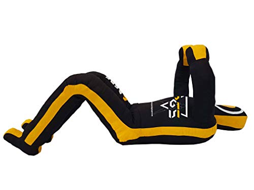 PGS MMA Brazilian JIU Jitsu Wrestling Dummy for Grappling Submission Mixed Martial Arts MMA Training Punching Throwing Boxing Bag Karate Judo Self Defense UNFILLED - color: Black Yellow, size: 5FT (59 Inches)