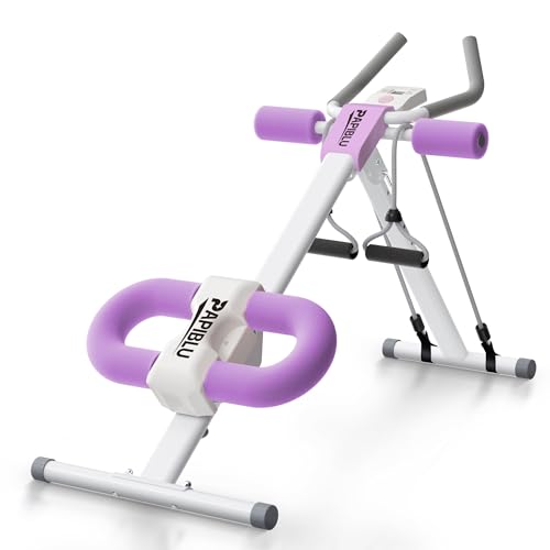 Abdominal Trainers - Adjustable Ab Trainer Machine, Foldable Abdominal Workout Equipment with Knee Protection - Home Gym Core Strength Trainer for Men & Women - color: Purple