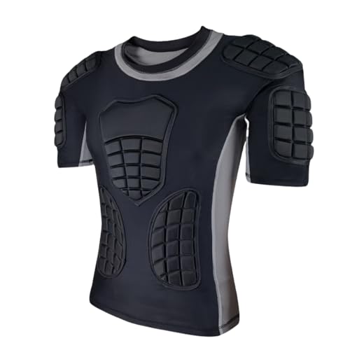Topeter Men’s Padded Football Shirt with Chest, Rib, Back, Shoulder Pads, Impact Protection Shirts for Rugby, Baseball - size: X-Large, style: Gray