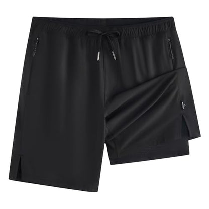 maamgic Mens Swim Trunks 9 Inch Compression Liner Quick Dry Board Shorts - color: Black, size: Large