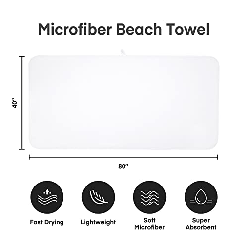 JML Microfiber Bath Sheet Towels, 40"x80", 2 Pack, White - color: White, size: 40 in x 80 in