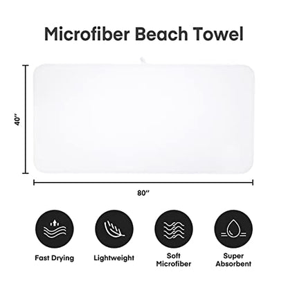 JML Microfiber Bath Sheet Towels, 40"x80", 2 Pack, White - color: White, size: 40 in x 80 in