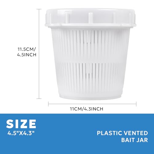 Plastic Vented Bait Jar Cup 1/2 Liter with Lid, White